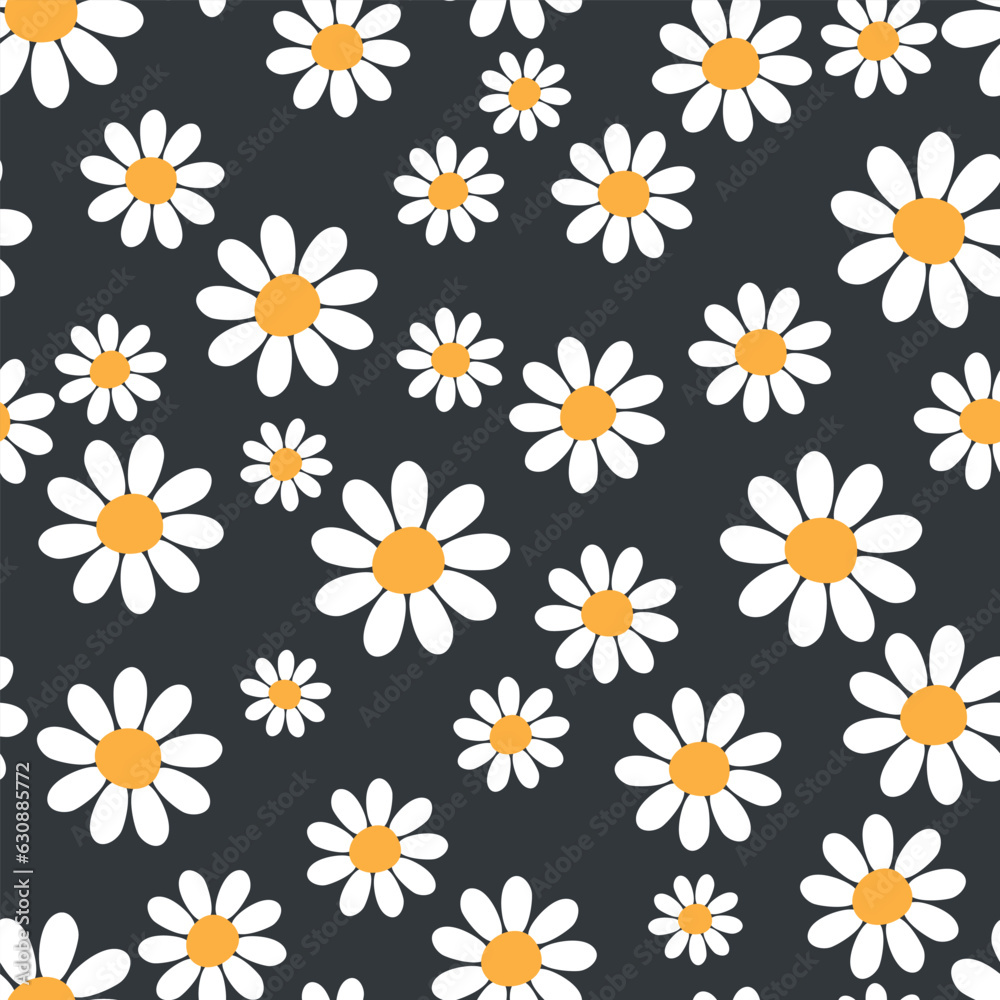 Seamless pattern with daisies. Floral pattern. Vector illustration. It can be used for wallpapers, wrappers, cards, patterns for clothes and others. 