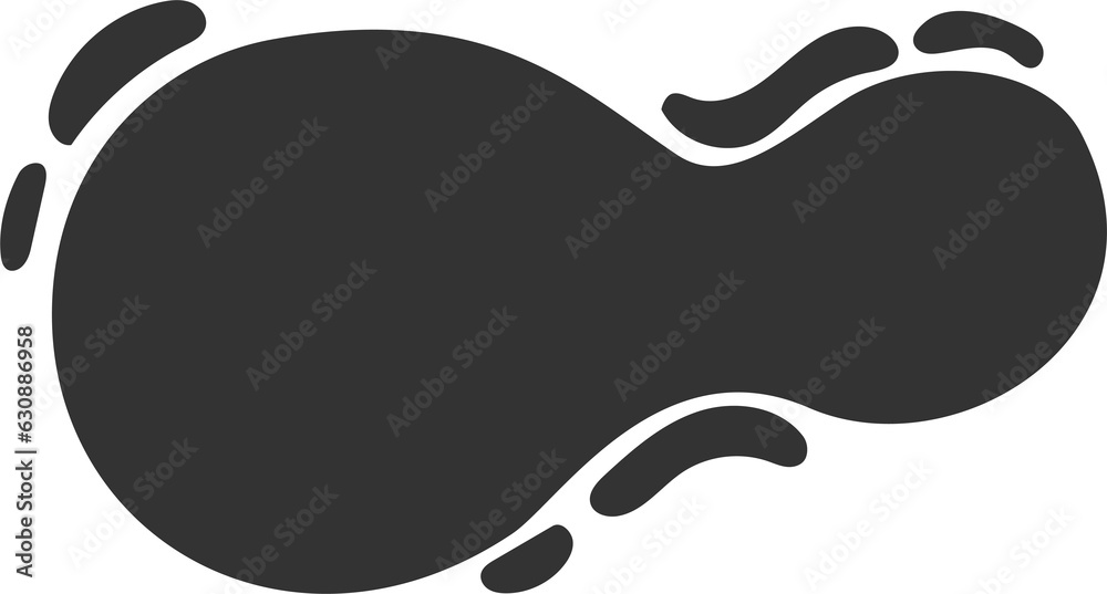 Obraz premium Organic abstract shape with splashes. Liquid organic blob. Random black simple ink drops. Fluid element