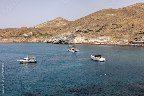 View of the coast at Akrotiri in Santorini. Greece