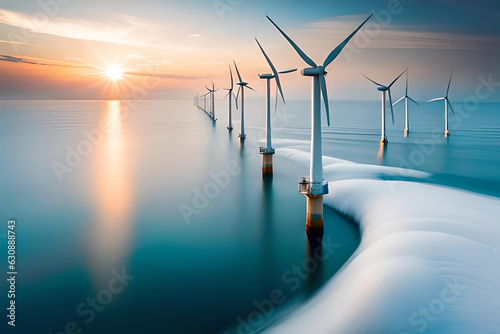 Leinwand Poster Panoramic view of wind farm or wind park,