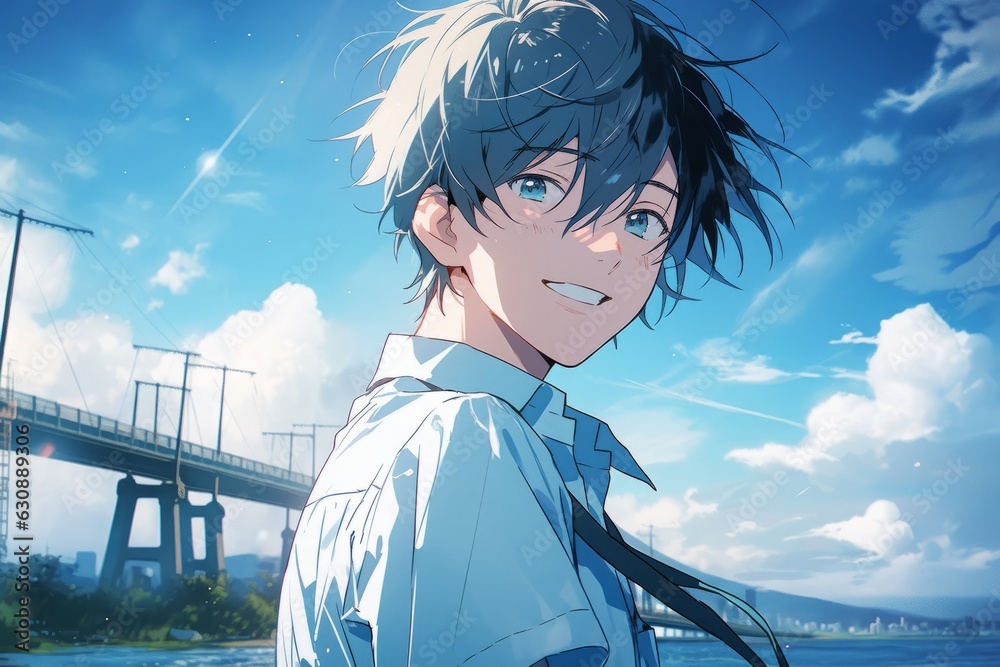 Naklejka premium 男の子のイラスト,Generative AI AI画像