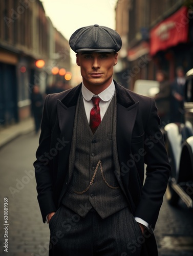 A man in a stylish classic cloak of the 19th century, a gangster, a businessman, looks cool © Gizmo