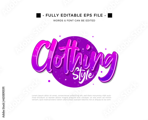 Vector purple Clothing tshirt design with text effect editable