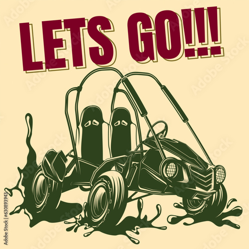 Lets Go Car Race Illustration | Poster Vector Isolated