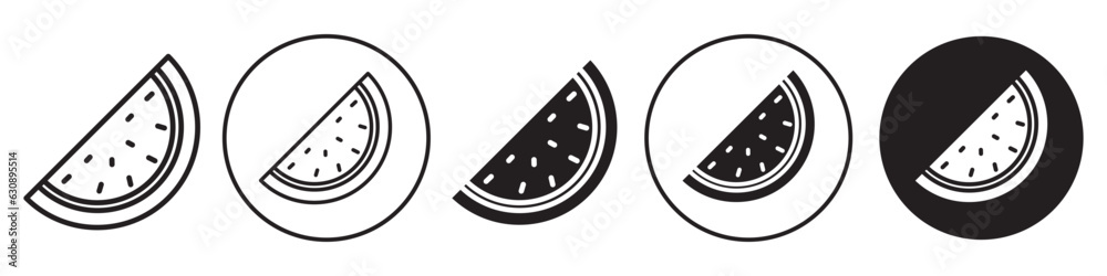 Melon symbol Icon. Logo shape of sliced watermelon fruit drink or juice. Vector set collection of green fresh half cut slice of natural organic melon seed. Melon symbol Icon. Logo shape of sliced watermelon fruit drink or juice. Vector set collection of green fresh half cut slice of natural organic melon seed.