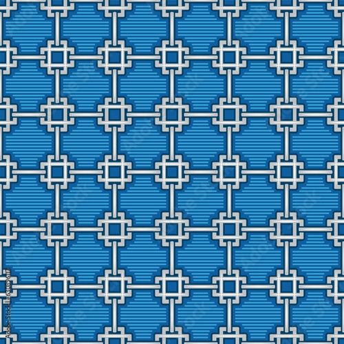 Turquoise stylized checkered geometric cross chains background texture print. Vector illustration, perfect for packaging design, wallpaper, home interior decoration. Surface pattern design