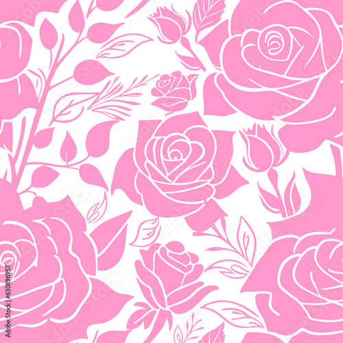 pink and white rose flowers seamless pattern  texture  design
