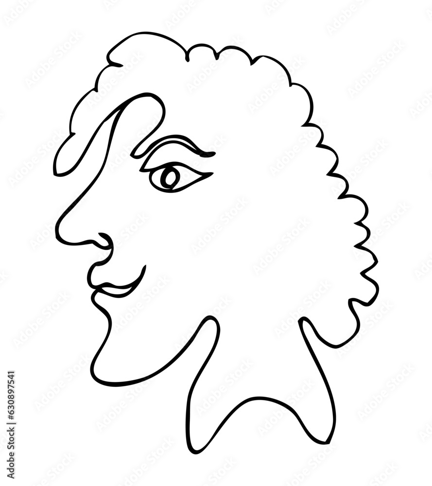 hand draw vector simple single continuoue line face man 
