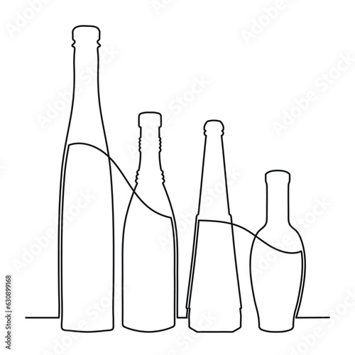 Sketchy image shape of a glass bottle silhouette. Alcohol, wine, whiskey, vodka, brandy, cognac, beer, kvass, champagne, liqueur