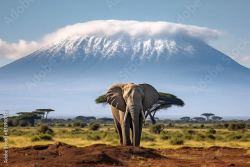 African elephant on savannah with Mount Kilimanjaro in the background © STORYTELLER