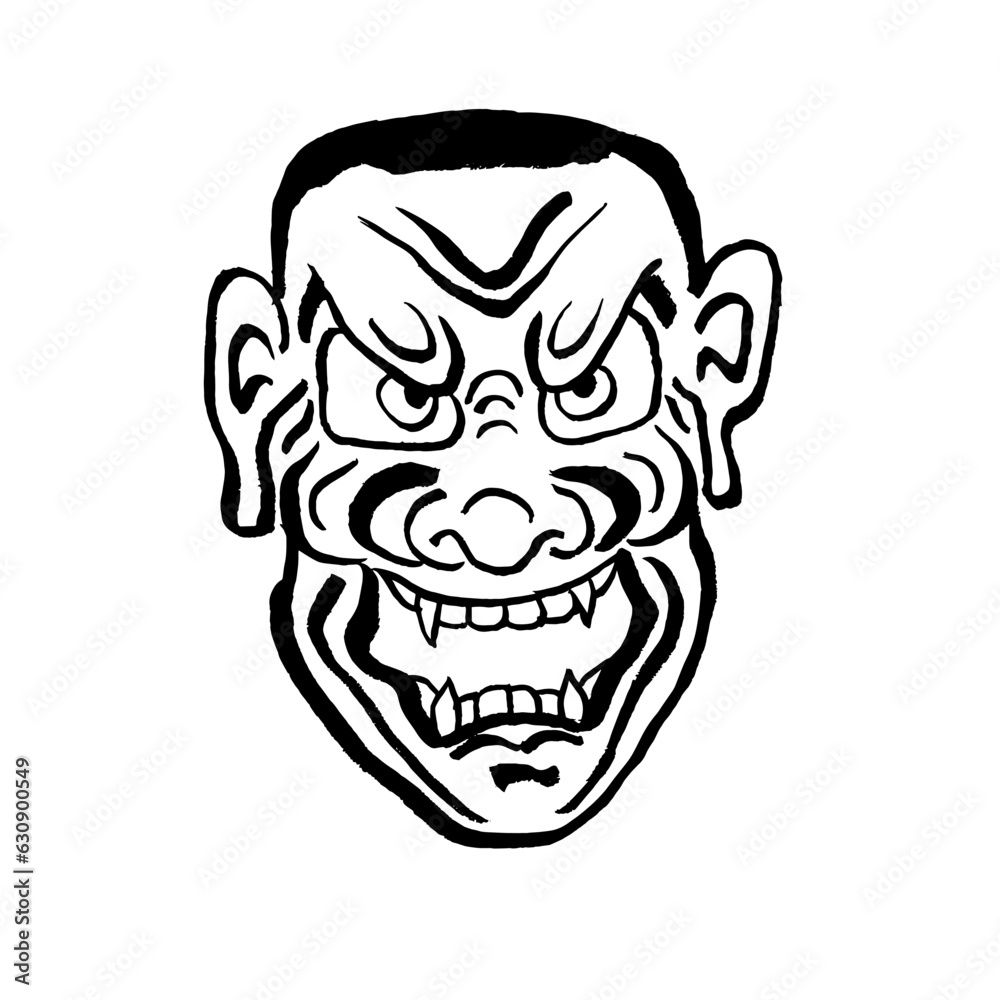 Samurai mask. Vector, calligraphy, ink, brush, drawing, sketch, stylization. Ancient Japanese culture, warrior, hero, ronin. Black on white. Eps10 Samurai mask. Vector, calligraphy, ink, brush, drawing, sketch, stylization. Ancient Japanese culture, warrior, hero, ronin. Black on white. Eps10