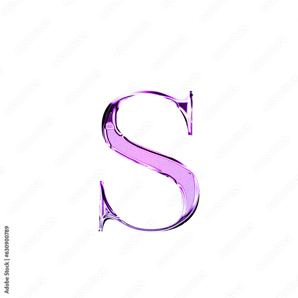 S purple metallic luxury chrome alphabet font S purple metallic luxury chrome alphabet font