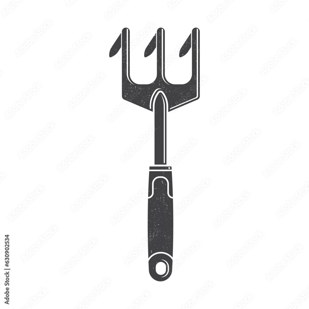 Garden rake icon silhouette isolated on white. Vector illustration. For emblem, sign, patch, shirt. Farming fork, gardening equipment. Hand Tools Garden hand rake. Garden rake icon silhouette isolated on white. Vector illustration. For emblem, sign, patch, shirt. Farming fork, gardening equipment. Hand Tools Garden hand rake.