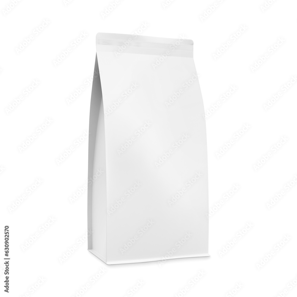Blank White Matte Coffee Bag Template isolated on a white background Blank White Matte Coffee Bag Template isolated on a white background