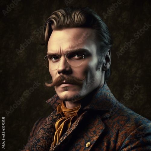 AI-Generated Modern Photorealistic Portrait of Friedrich Nietzsche photo