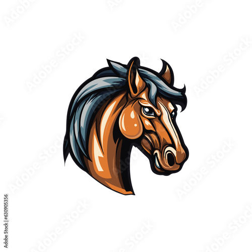 Brown Horse head mascot vector illustration, E sports vector mascot logo, Mustang, horse, mare or Stallion head, mascot logo isolated on background, gaming logo or T-shirt print