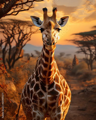 Close-up of a giraffe during sunset © STORYTELLER