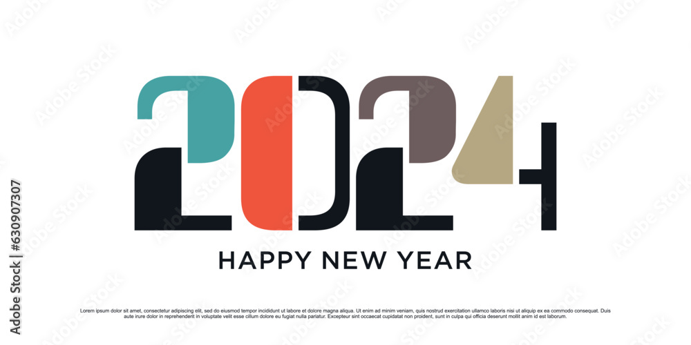 2024 Happy new year logo vector design illustration with modern idea