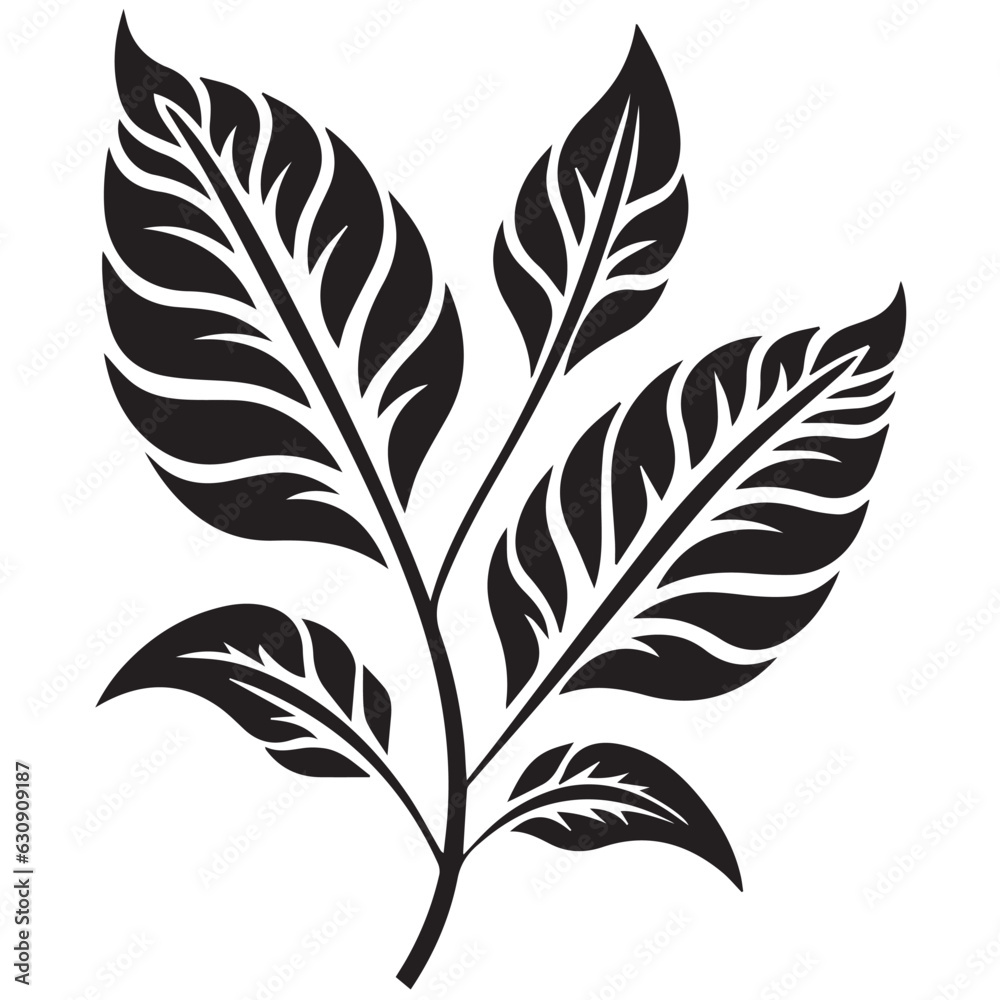 Wide leaf black and white leaf silhouette, vector leaves, editable and ready to print, Wide leaf black and white leaf silhouette, vector leaves, editable and ready to print,
