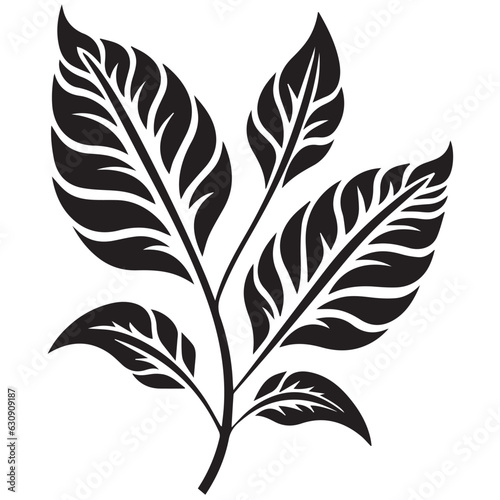 Wide leaf black and white leaf silhouette, vector leaves, editable and ready to print,