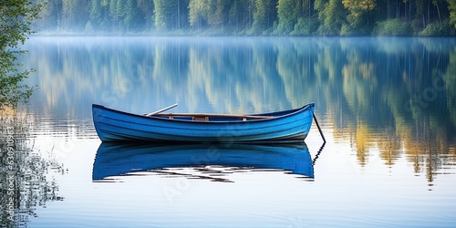 serene rowboat escapes - tranquility afloat - embark on serene rowboat escapes, finding tranquility afloat on calm waters. The rhythmic motion of rowing creates a s  Generative Ai Digital Illustration