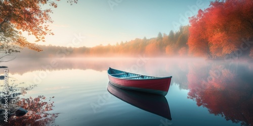 serene rowboat escapes - tranquility afloat - embark on serene rowboat escapes, finding tranquility afloat on calm waters. The rhythmic motion of rowing creates a s  Generative Ai Digital Illustration