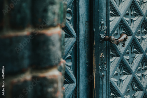 old metal door with handle