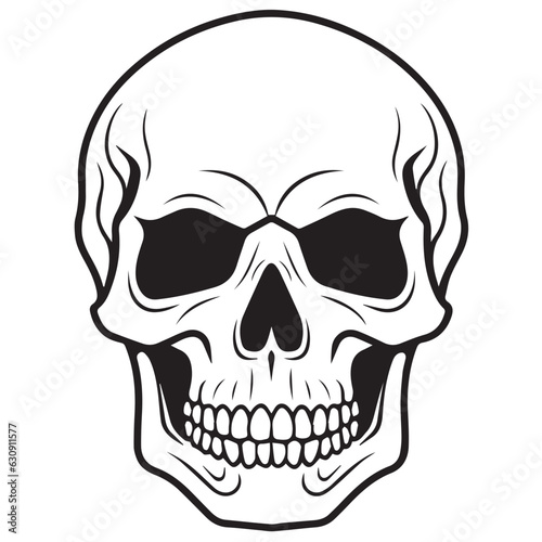 black and white skull vector, skull illustration, skull icon isolated on white background, fully editable in eps format and ready to print,