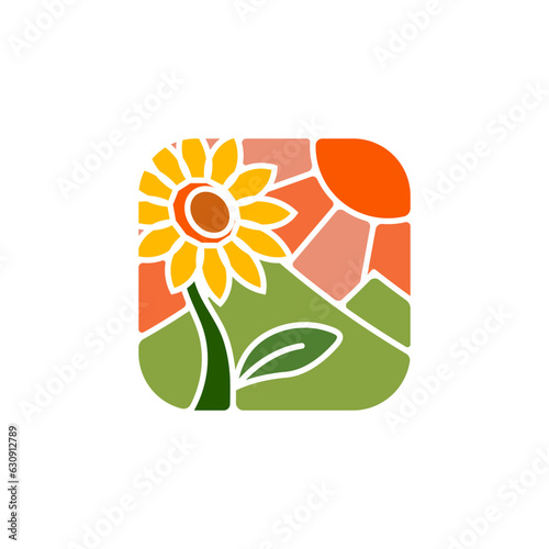 Modern nature sunflower logo illustration design for your business