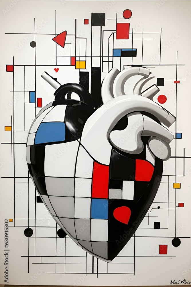 painting of a black and white human heart,The heart is made up of ...