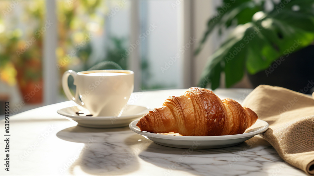 croissant snack accompanied by coffee is very good croissant snack accompanied by coffee is very good