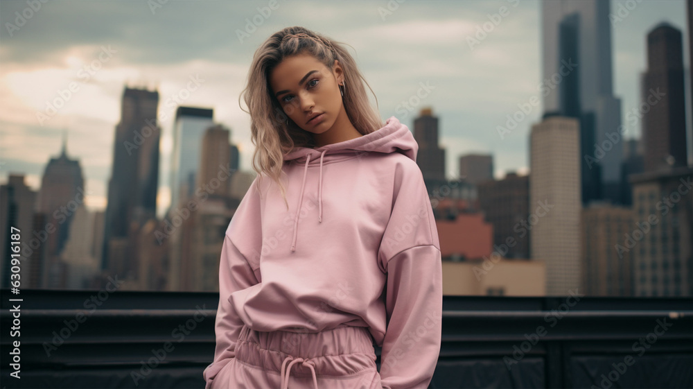 Fototapeta premium Spring fashion concept fashionable woman wearing trendy pink sport.