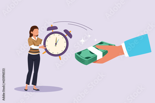 Freelancer filling invoice, distance job payroll, money transfer online, remote work payment, get salary on bank account concept. Colored flat vector illustration isolated. 