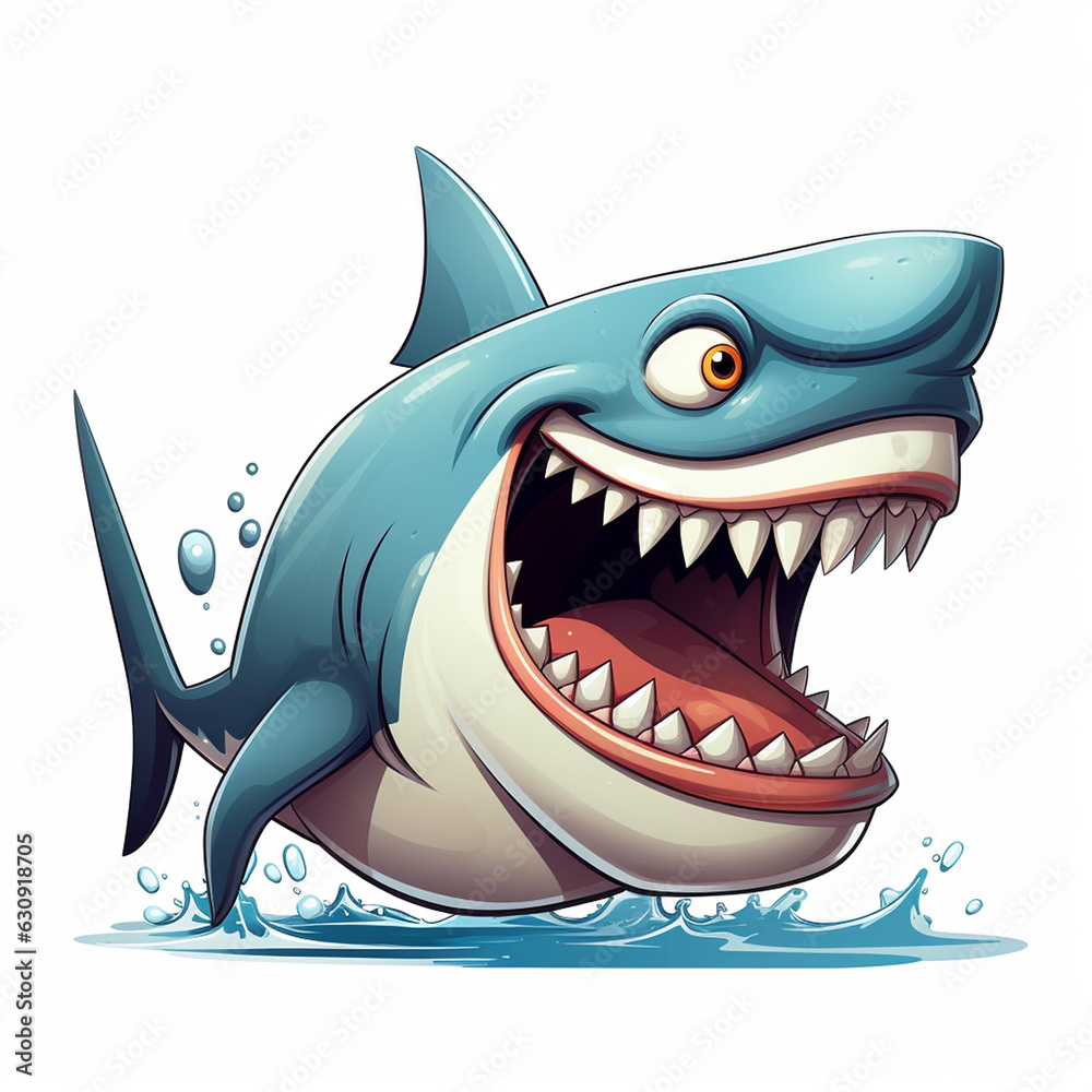 shark cartoon with a big simle shark cartoon with a big simle