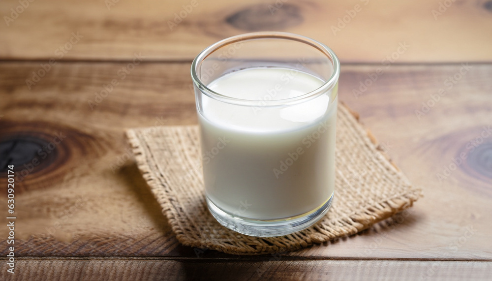 Kefir, buttermilk or yogurt in glass on wooden desk Kefir, buttermilk or yogurt in glass on wooden desk