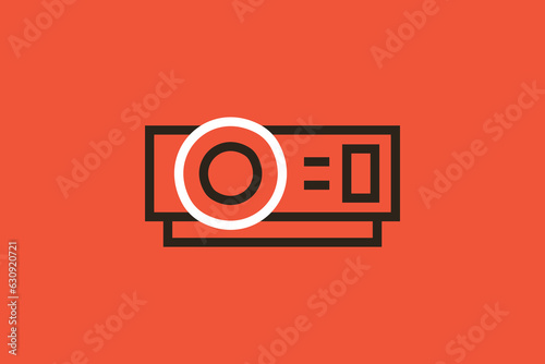 Geometric projector illustration in flat style design. Vector illustration. 