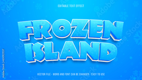 Frozen ice 3d style editable text effect premium vector