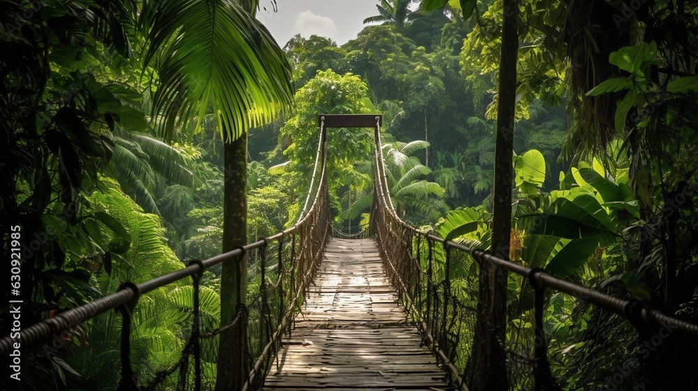 Obraz premium Wooden bridge in forest