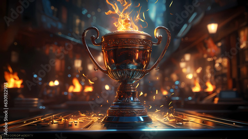 3D illustration of a trophy cup