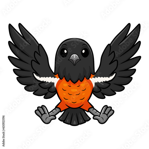 Cute venezuelan troupial bird cartoon flying photo