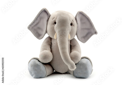 Cute elephant stuffed toy isolated on white, illustration generative AI