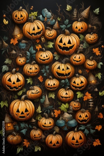 A cute Halloween background. Generative AI. 