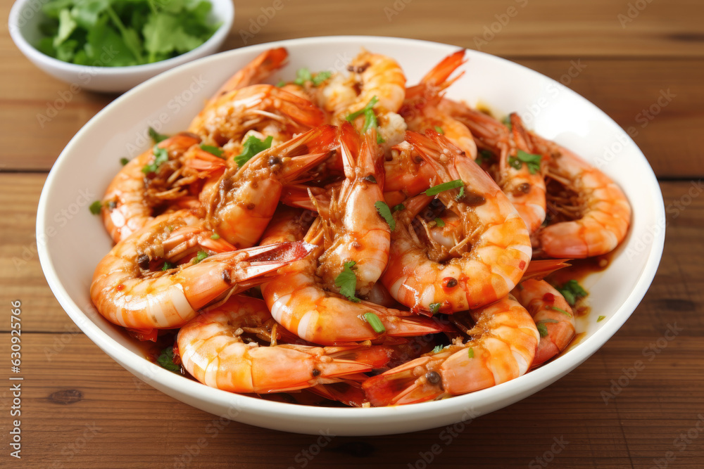 Savoring Culinary Excellence: Braised Prawns with Garlic and Herbs, a Delectable Delight.

