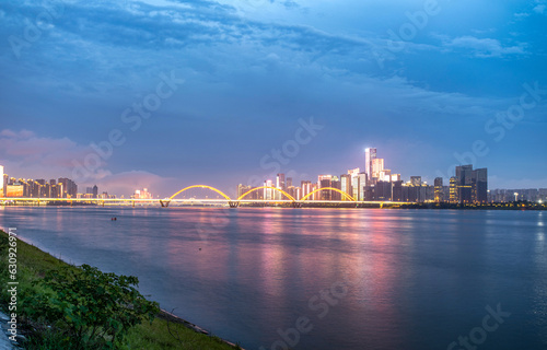night scenes of the Fuyuan Bridge in Changsha