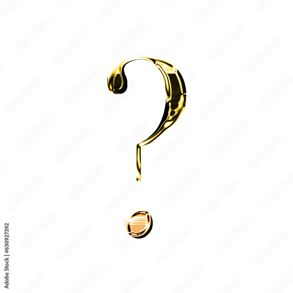 question mark gold metallic luxury chrome alphabet font
