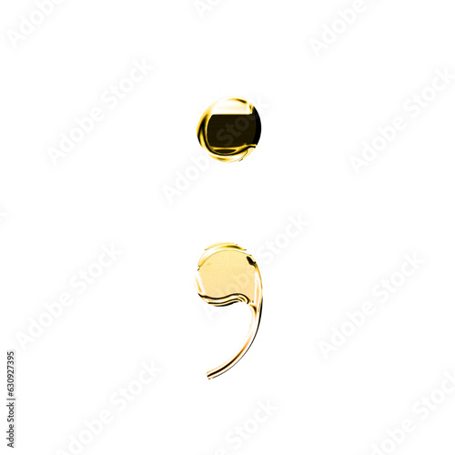 semicolon gold metallic luxury chrome alphabet font photo