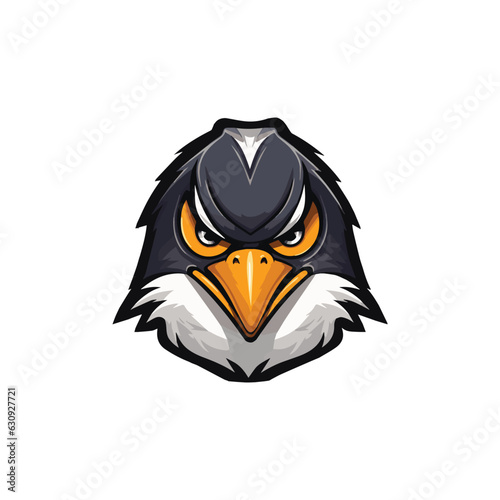 Angry Penguin Mascot vector illustration, Esports team vector logo, Penguin head or face, Emblem, Penguin icon, penguin symbol, Penguing t-shirt print design template isolated on background