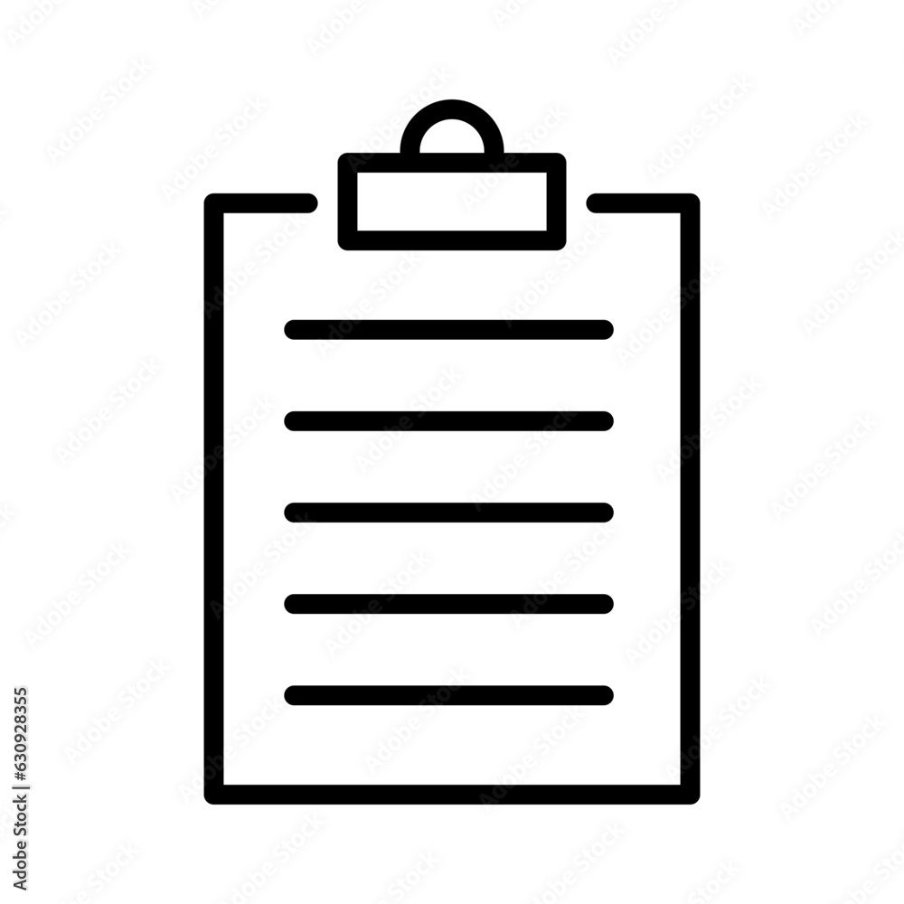 Black single office clipboard line icon, simple outline project data ...