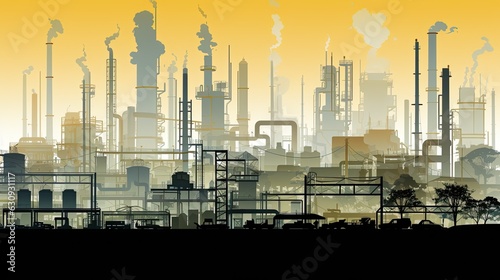 AI-generated illustration of a petroleum refinery. MidJourney.