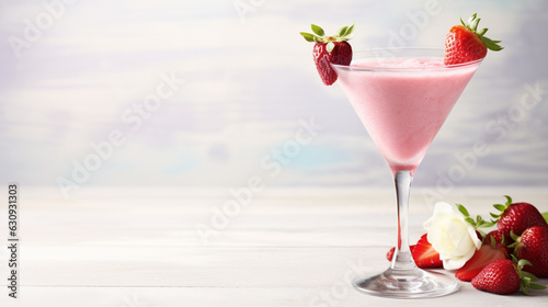 strawberry cocktail with strawberry. Generative Ai. 